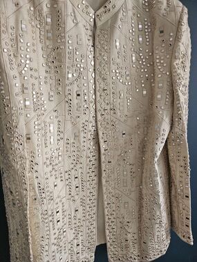 Embellished Beige Beaded Jacket